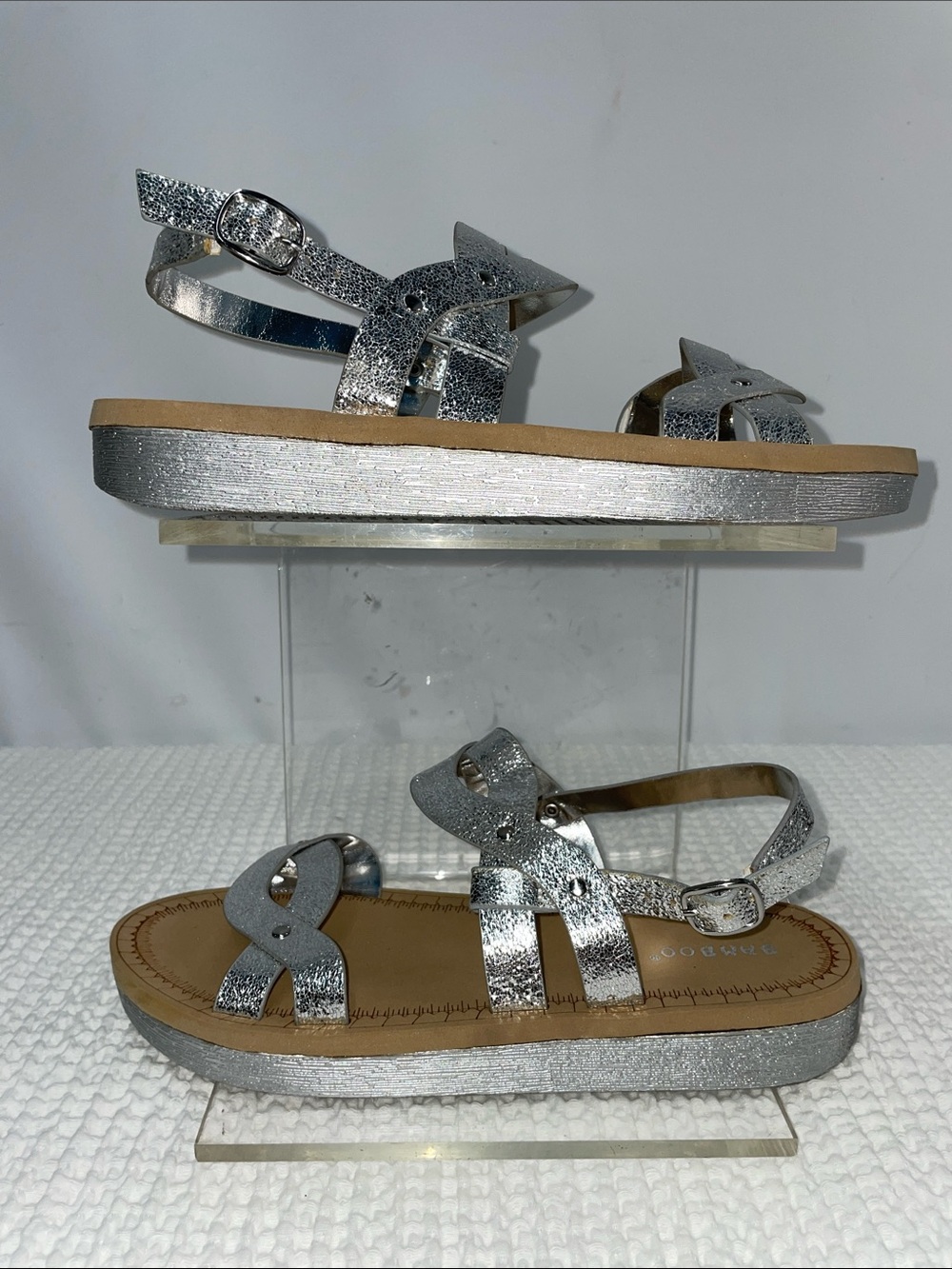 BAMBOO SILVER STRAPPED SANDALS FTL-05-116